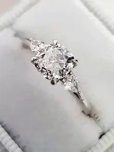 1 PC Gorgeous Cubic Zirconia Cushion Cut Ring For Women For Wedding Engagement Anniversary Party Band Jewelry Valentine's Day Gift