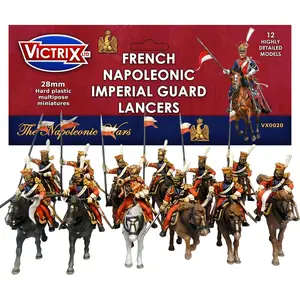 Victrix French Napoleonic Imperial Guard Lancers Set - 12 Detailed 28mm Miniatures with Polish & Dutch Variants for Wargaming & Dioramas