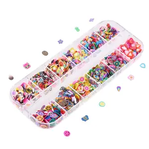 Nail Art Slice with Fruit Flower Food Slice Assorted Designs Polymer Clay Nail Decoration Slice for Slime DIY Craft Projects Decoration