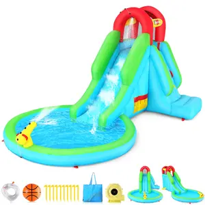 Whubefy Inflatable Bounce House with Water Slide,Bouncy Castle with Blower for Indoor and Outdoor,Blow up Water Slides for Backyard,Splash Pool, Water Slides, Water Cannons, Climbing Wall Water Slides Included,Christmas Gifts