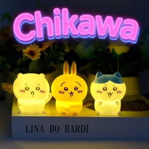Cute Chikawa Kawaii Bedroom Desktop Decoration Hachiware Usagi Cartoon Vinyl Doll Night Light Luminous Toy Surprise Girl Gifts
