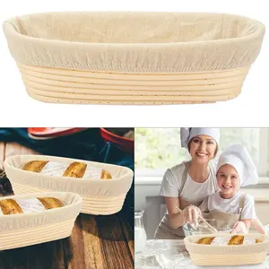 Sourdough Banneton Proofing Basket Set 9 Inch Round and 10 Inch Oval Bread Proofing Baskets with Linen Liners