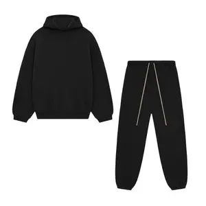 Fleece Black Hoodies Set - Black and White Sweatsuits for Men 2 Piece Tracksuit Casual Athletic Jogging Suit Hooded Set