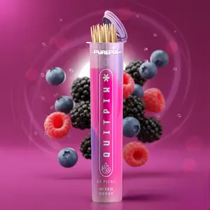 QuitPix Extra Thick Premium Flavored Toothpicks with N-A-C & L-Theanine, Kosher, Vegan MADE IN THE USA (Mixed Berry 20count pack of 1)