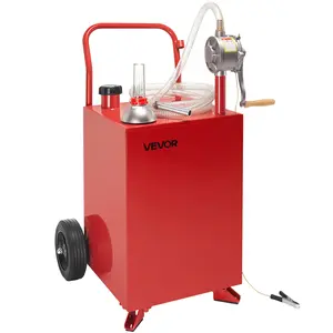 VEVOR 20 Gallon Fuel Caddy,  Gasoline & Diesel Fuel Tank with Manual Transfer Pump, Portable Fuel Storage Tank with 2 Wheels & 10 ft Hose, Gas Caddy for Cars, Lawn Mowers, ATVs, Boats, More, Red