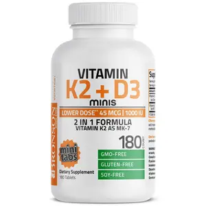 Bronson Vitamin K2 (MK7) 45mcg with Vitamin D3 1000 IU Mini Tablets 2 in 1 Formula
