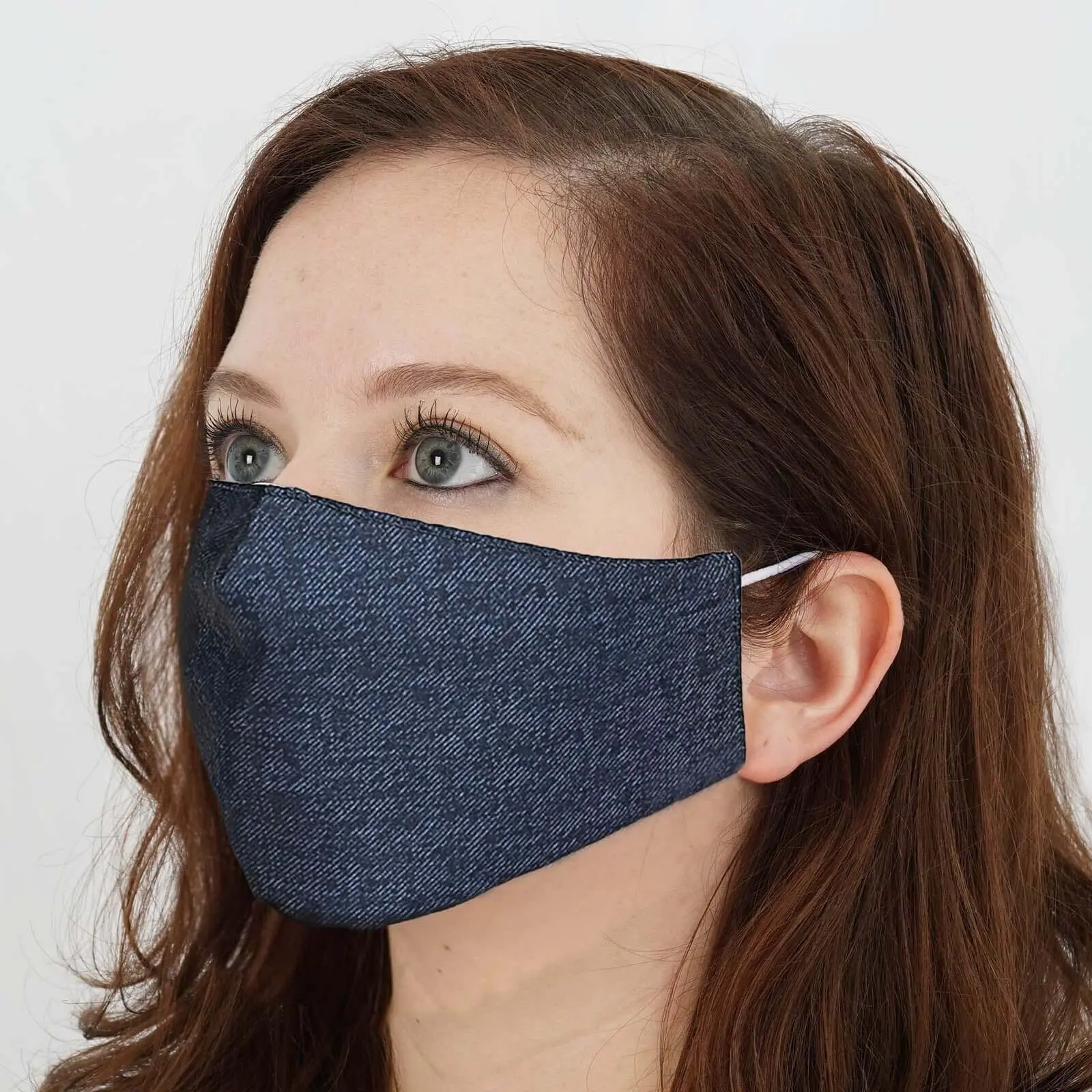 5 Pack Blue Denim Ultra Soft 100% Organic Cotton Face Masks, Reusable Fabric Masks With Soft Ear Loops 2 Ply, Breathable Face Mask, Cloth Mask