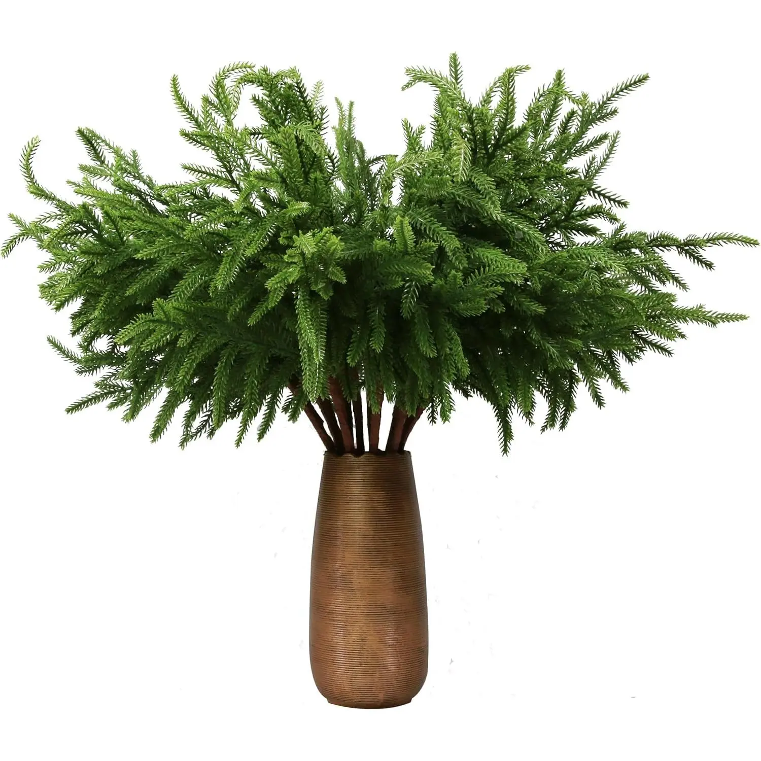 12Pcs Artificial Norfolk Pine Branches 18" Plastic Christmas Plants Decor Faux Greenery Stems Pine Picks Outdoor Faux Plants UV Resistant for Xmas Indoor, Front Porch Home Décor Decorative Ornaments Tree Fruit
