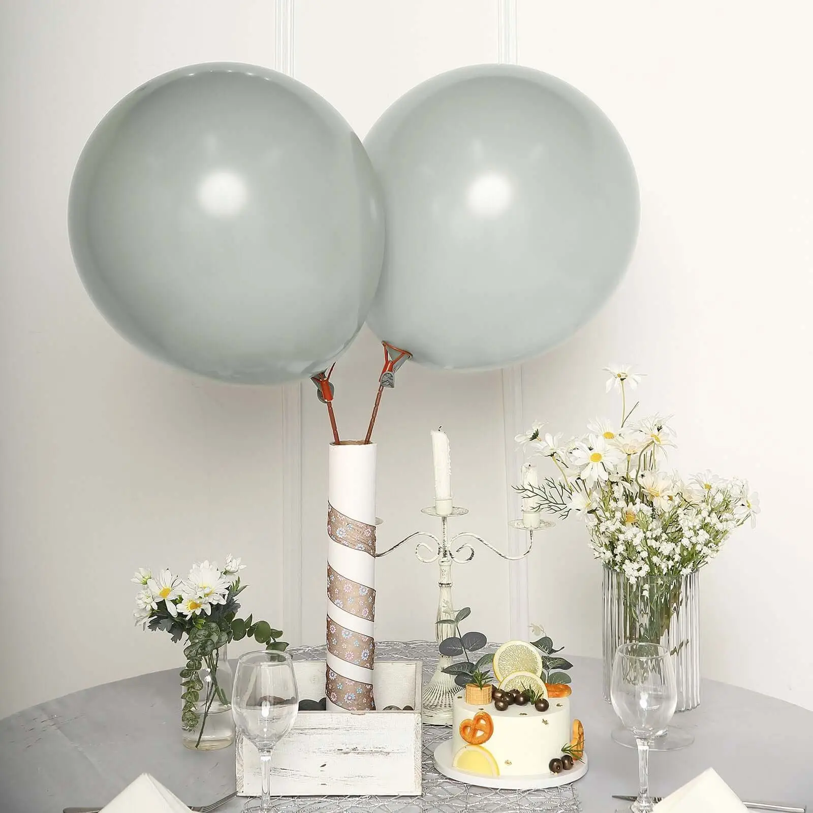 10-Pack 18" Matte Pastel Silver Latex Party Balloons, Helium or Air Inflatable, Happy Birthday Hanging & Balloon Decor for Birthday Ideas