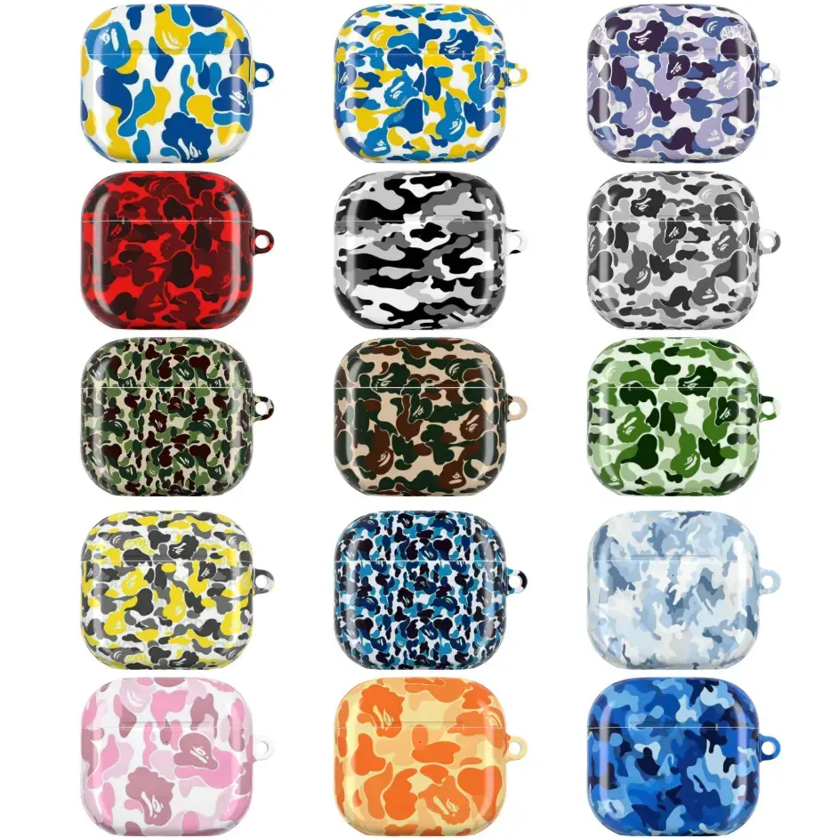 Custom Camouflage Ape AirPods Case with Protector - Audio Device Protection Cover, Streetwear Style, Full Shockproof, Scratch Resistant, Durable, Charging-Friendly, Compatible with AirPods 1/2/3/4, Pro 1/2/3 & Max, Cool Gift for Headphone Users, Earphone