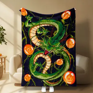 Dragon Ball Shenron Throw Blanket, Soft Flannel Fleece Anime Blanket, Dragon & Energy Ball Design, Cozy Bed Sofa Couch Blanket, Blanket Gift, Dragon Ball Theme