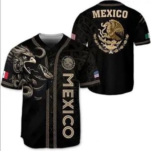 CHIARA CONTI Men's Mexico Baseball Jersey Mexico Baseball Jersey for Men Mexican Heritage Athletic Button-Up Sportswear