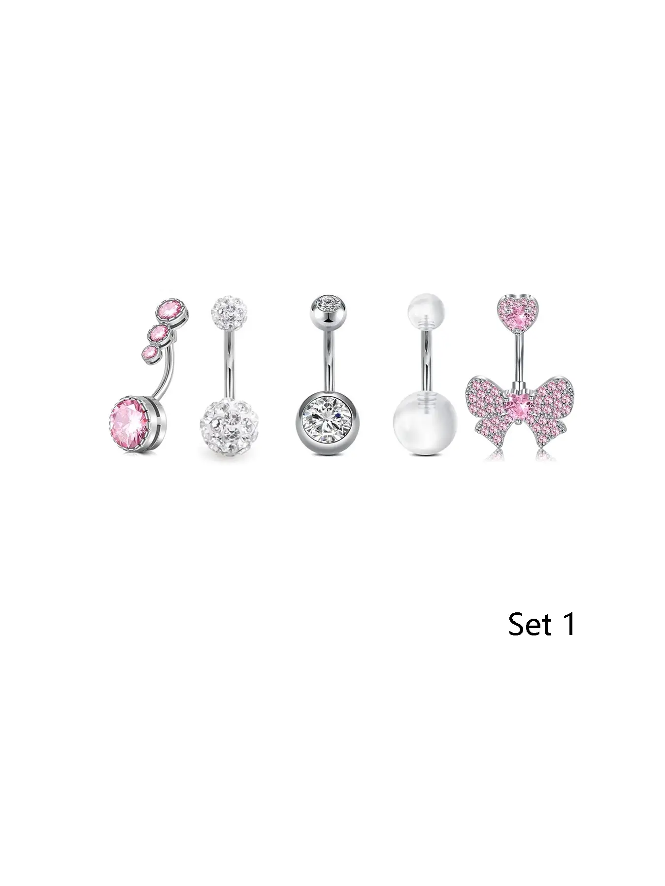 Butterfly Belly Ring, Heart Butterfly Pearl Cubic Zirconia Navel Piercing Jewelry, Stainless Steel Body Piercings 14 Gauge