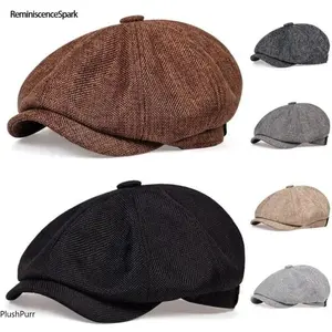 Men’s Vintage Peaky Blinders Newsboy Cap – British Style Octagonal Flat Cap, Breathable Baker Boy Cabbie Hat, Trending Old Money Aesthetic Fashion Accessory
