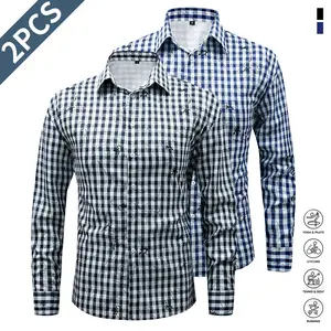Long Sleeve Men's Shirt Autumn Men's Plaid Button-Up Shirt