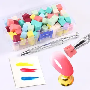 100 PCS Nail Sponges For Ombre Nail Art Supplies Brushes Design Tools Nail Tech Must Haves Accessories With 1 PCS Grab Pen for Salon Professional Accessories Supplies