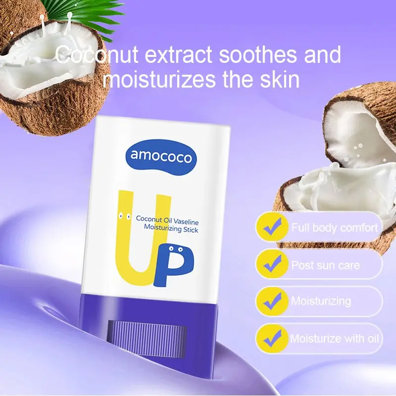 Amococo Coconut Oil-Vaseline-Beeswax Horse Oil Moisturizing Rotatable Stick - Gentle Nourishing Smooth Body Care Moisturizer, Compact On-the-Go Balm for Neck & Heel, Unisex Skincare