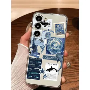 1 ocean blue whale, manta ray, jellyfish, sea turtle soft phone case, perfect couple gift, suitable for iPhone 17/16/15/14/13/12/11/X/XS/XSMAX/XR/7P/8P/17E, a holiday gift for friends, family, and yourself, Accessories, Smartphone, Cellphone, Handheld