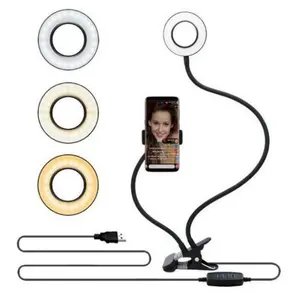 LED Selfie Ring Light with 8cm Aluminium Tripod Stand, Included Cable, Adjustable Multifunction Makeup Light for Cellphone & Smartphone Selfie Accessories