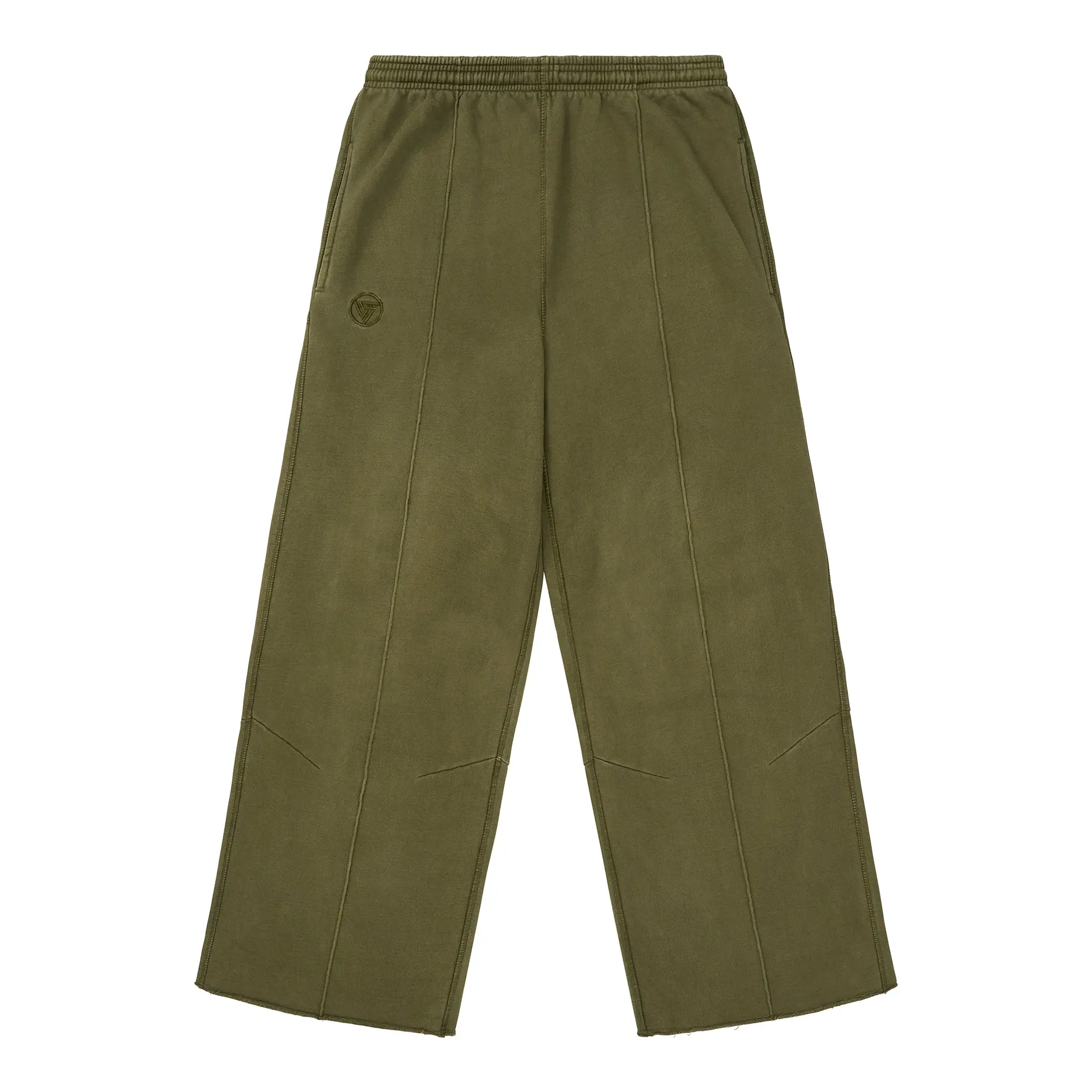 HYPLAND HEAVY WEIGHT PLEATED LOGO SWEAT PANTS (OLIVE)