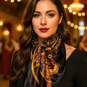 35X35" Black & Gold Wild Rag / Scarf WR3303X 35X35" Black & Gold Wild Rag / Scarf WR3303X