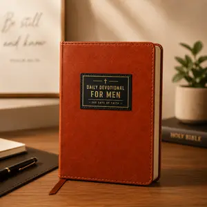 Christian Devotional Journal for Men, 365 Daily Reflections & Prayer Notes, Faux Leather Faith Notebook, Inspirational Gift for Dad, Husband and Son