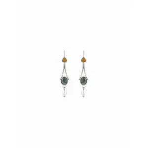 Cider GEMSTONE & FAUX PEARL DROP EARRINGS