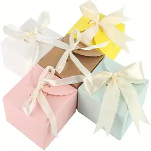 25 Pcs Chocolate Gift Box, Wedding Souvenir Gift Box DIY Sugar Box High-end Wedding Souvenir Wedding Candy Box, Bow Gift Box Birthday Baking Box, Used for Wedding Decorations, Birthday Gifts Christmas Gift Box