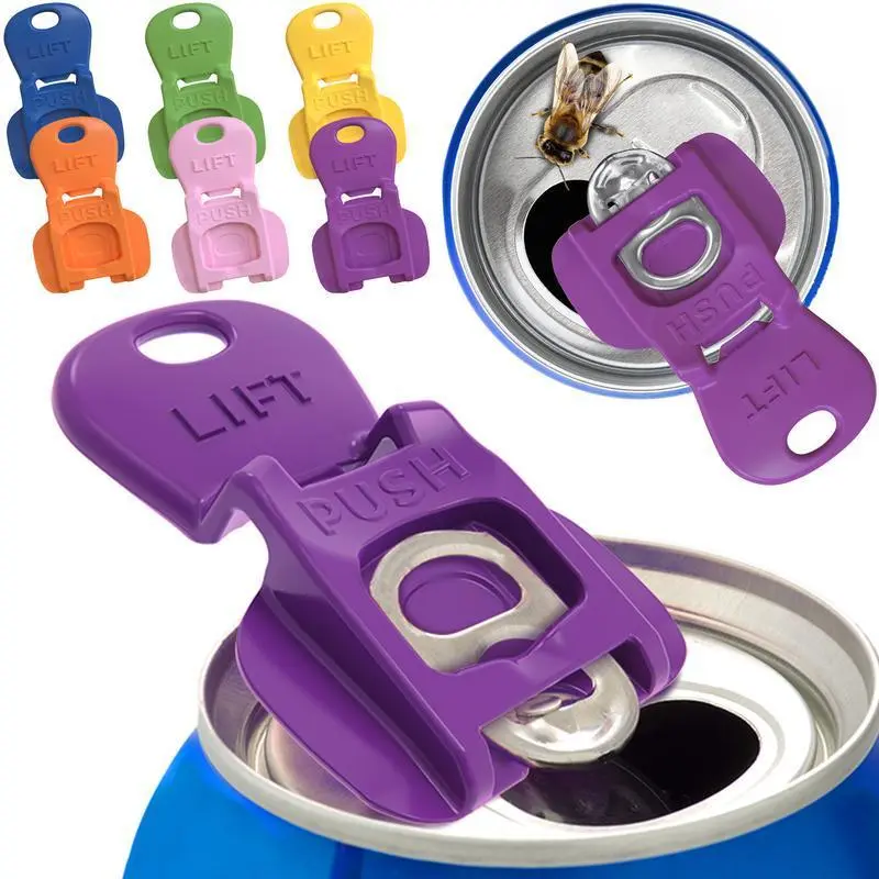 Beverage Barricade - Easy Tab Opener & Drink Protector, Colorful 6-Pack, Shields Soda/Beer from Bugs & Dust, Ideal for Parties, BBQs, Outdoor Beach Kitchen Utensils, Plastic Can Openers