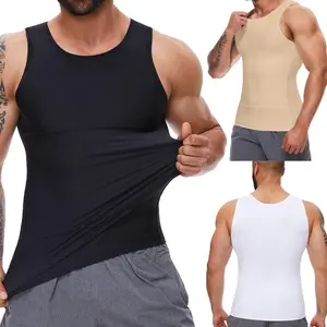 Men's Compression Tank Top with Tummy Control, Sleeveless Double Layer Body Shaper for Posture Support, Athletic Gym & Running Vest (1-4 Pack)