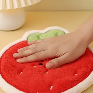 4pcs Pack (4pcs) Thickened Coral Hanging Fingertip Towels Suitable for Bathroom, Kitchen & Hand Use - Reusable Handkerchief with Fruit Patterns, Highly Absorbent Suitable for, Shower, Sink, Wet Areas - Modern Fruit-Themed Towels