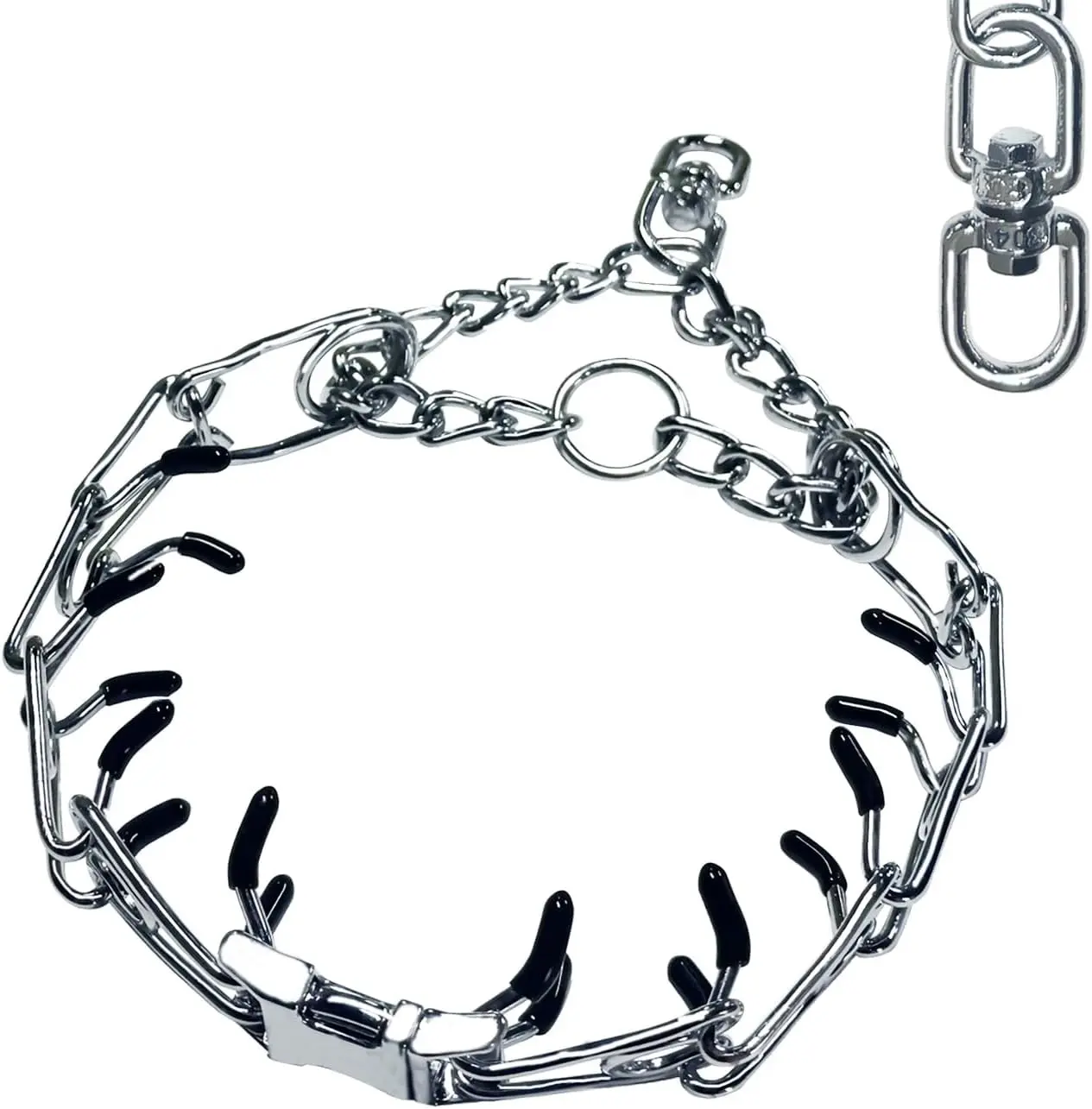 Adjustable No Pull Stainless Steel Dog Collar with Quick-Release Buckle for Small Medium and Large Dogs (S)