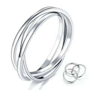 Plain ring geometric line winding ring three-ring ring ladies daily wear gift