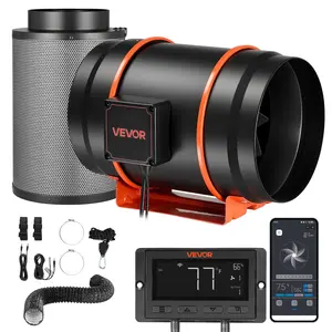 【FathersDayGift】 VEVOR Inline Duct Fan Kit Carbon Filter, 807 CFM 8 inch EC Motor Exhaust Ventilation Fan with 10-Speed, PWM Controller, App Control, Timer, Cooling for Grow Tent, Indoor Gardening, Hydroponics