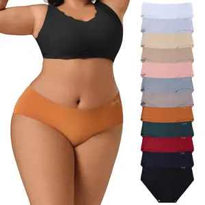HOTCOM Women's Seamless High Waisted Underwear Pack 12/15pcs Basic Fit Soft Breathable Knicker Summer Panties for Daily Wear Minimalist Casual Comfy Panty Fabric Mixed Color