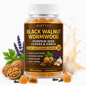 QIZFYZZ Black Walnut Wormwood Gummies – Pumpkin Seed, Cloves & Garlic Complex – Herbal Daily Wellness Gummies – 20-in-1 Botanical Formula – 60 Gummies