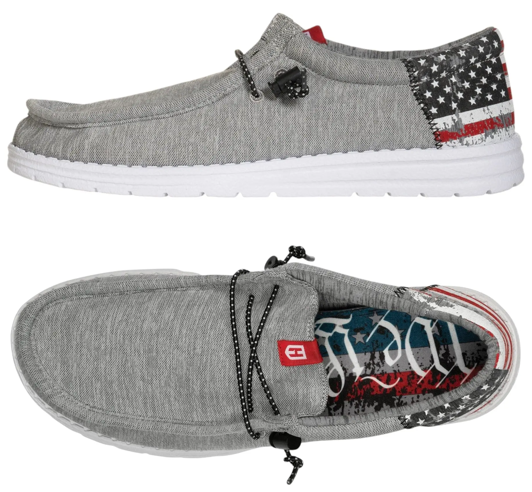 Howitzer Roam Flag Slip-On Walking Shoes for Men & Women, Lightweight Low Top Patriotic Camo Footwear with Flexible EVA Sole & Adjustable Laces, Sports Shoes, Elastic, Fabric, Athletic, Round Toe, Camouflage, All Season