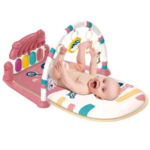 Baby  Play Mat Baby Gym, Piano Tummy Time Baby Activity Gym Mat with 5 Infant Learning Sensory Baby Toys, Music and Lights Boy & Girl Gifts for Newborn Baby(Pink)