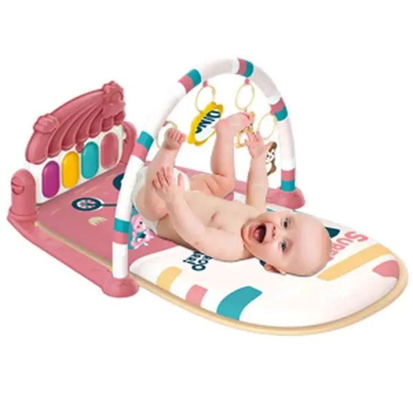 Baby  Play Mat Baby Gym, Piano Tummy Time Baby Activity Gym Mat with 5 Infant Learning Sensory Baby Toys, Music and Lights Boy & Girl Gifts for Newborn Baby(Pink)