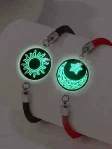 Handmade Couple Bracelet Set, Exquisite Bracelet, Glow-In-The-Dark Glass Yin-Yang Bracelets, Unique Sun and Moon Jewelry, Romantic Gift Idea, Jewelry Gifts