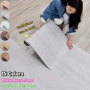 300CM Wood Grain Self-adhesive Wall & Floor Sticker, 1 Roll 1.5mm Thick Wall Sticker, Ideal Decoration for Bedroom, Kitchen, Office Backgrounds, Vinyl Plank