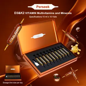 Perseek High-Absorption D3 & K2 Supplement - Chelated Minerals for Better Uptake, Stomach-Friendly Formula - 15mL x 10 Vials