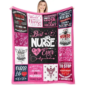 Nurse Blanket 80"X60", Nurse Gifts for Women, Gifts for Nurse, Nurse Gift for Her, Nurse Week Gifts, Nurse Practitioner Gifts, Nurse Appreciation Gifts, Christmas Birthday Graduation Gifts for Nurse, Printed on One Side with a Plain White Back, Halloween