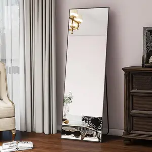 56"x21" Floor Mirror Full Length, Bedroom Floor  Mirror with Stand, Large Black Mirror, Leaning, Standing or  Horizontally/Vertically