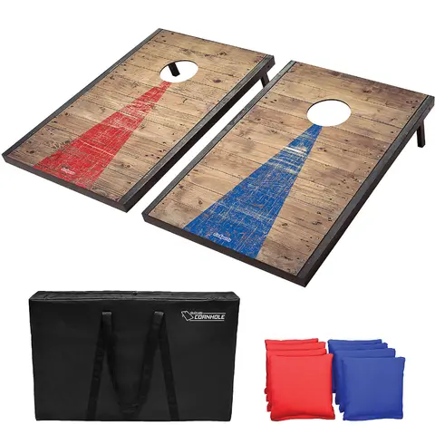 Classic Cornhole Set with Rustic Wood Decals