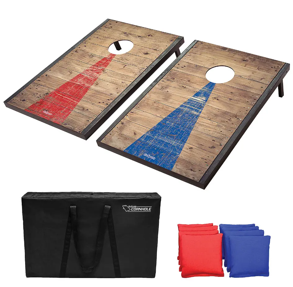 Classic Cornhole Set with Rustic Wood Decals
