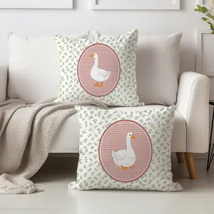 2-Pack Rural Style Duck and Plant Pattern Pillow Covers, Single-Sided Print, Simple Home Decor for Living Room Bedroom, No Insert Included