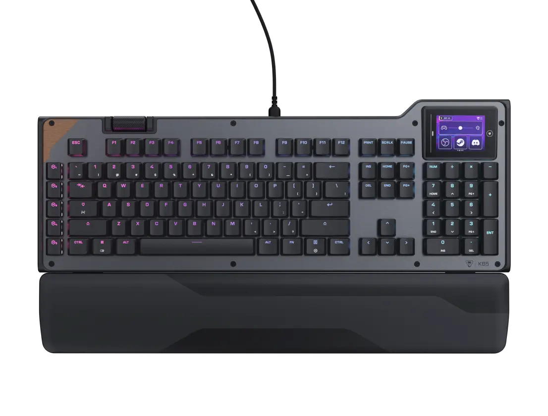 Turtle Beach Command Series KB5 Keyboard - 2.4” Command Touch Display, Titan low‑profile Mechanical switches, True 8K polling rate with 0.125ms latency for precision