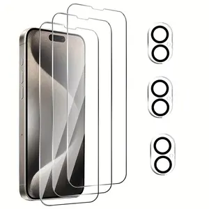 3pcs Tempered Glass Screen Protector+3pcs Camera Lens Protector - HD, Full Coverage, Anti-Scratch, Anti-Fingerprint Shield, For IPhone 16/16 Pro/16 Pro Max, 13/13 Pro/13 Pro Max, 14/14 Pro/14 Pro Max, 15/15 Pro/15 Pro Max /12 Series