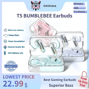 (Special Warranty Free 14-Day Trial) ONIKUMA T5 ANC( active noise cancellation) Gaming Mode Transparency Mode Earbuds Air Pods Gaming Earphones No Delay Clear Mic Long Playtime 36Hrs Headsets